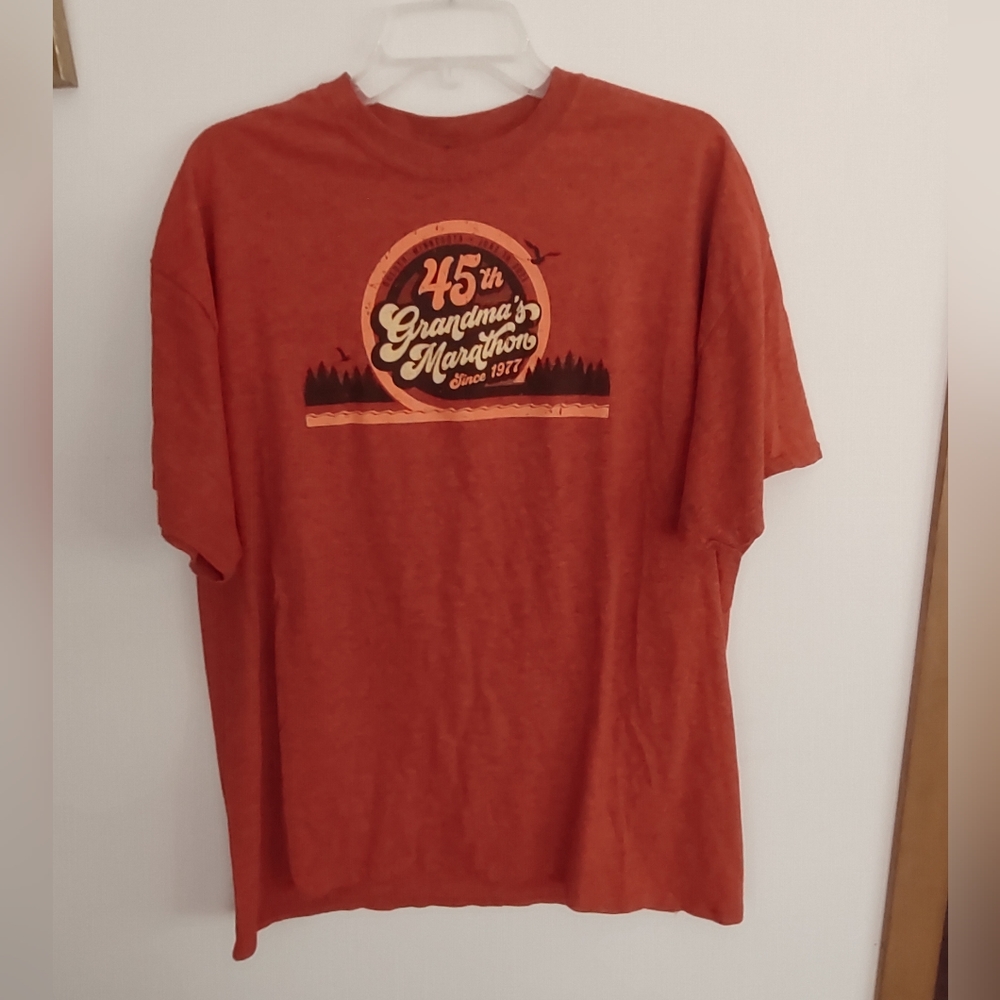 2021 45th Grandma's Marathon Finisher Orange Graphic Cotton T-Shirt Size X Large